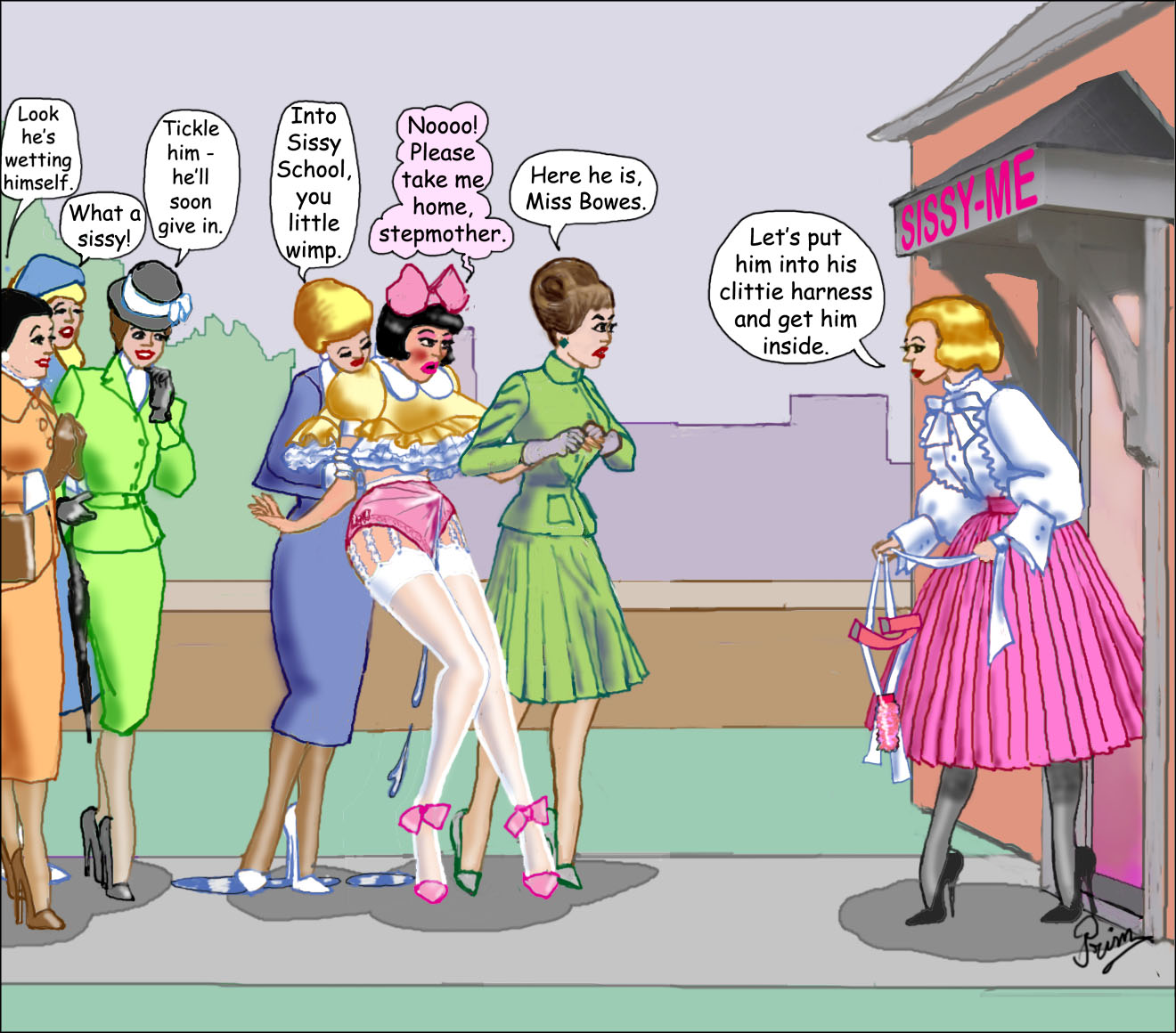 Sissy rides. Феминизация комиксы. Prissy феминизация. Учительница комикс.